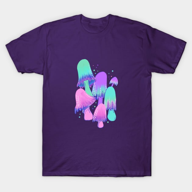 Glow Shrooms T-Shirt by latheandquill